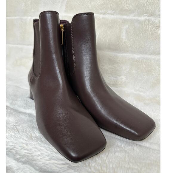 Franco Sarto 8M NWOB Nellie Heel Brown Bootie Boot Fall cozy Pull On Zipper - Picture 2 of 5